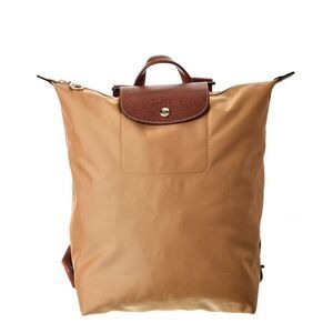 Longchamp Tan Nylon Backpack with Brown Leather Trim